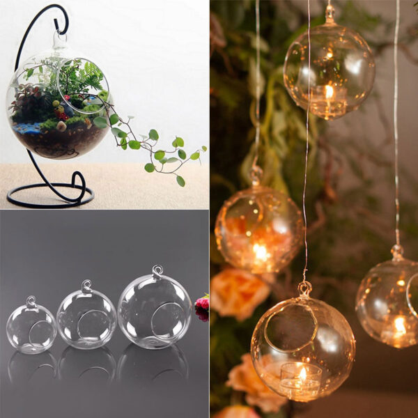 Spherical Glass Hanging Candle Holders Set - Image 7